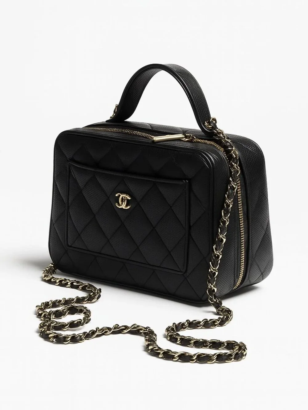 Chanel Vanity with Chain – Black Caviar, Gold Hardware – 25B – NWT